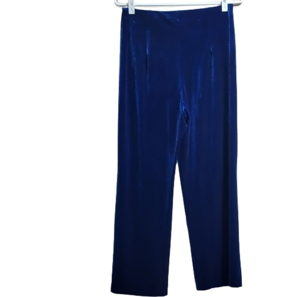 Vintage Essentials petites velvet royal blue wide leg pants size medium - Picture 2 of 5